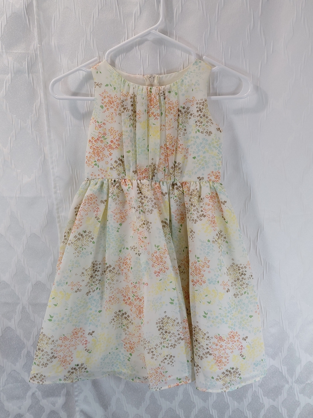 Girls Cream Floral Party Dress